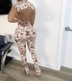 SC Sexy Printed Bra+Crop Top+Pants 3 Piece Set AWN-5084