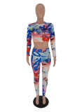 Casual Printed Long Sleeve 2 Piece Pants Set FST-7046