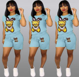 SC Plus Size Cartoon Print Shorts 2 Piece Set QY-5090-3