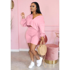 SC Plus Size Casual Solid Long Sleeve 2 Piece Sets QY-5171