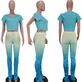 SC Gradient T Shirt+Split Stacked Pants 2 Piece Sets TK-6071-1