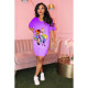 SC Gradient Cartoon Print Split T Shirt Shorts 2 Piece Set MEI-9080