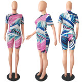 SC Casual Printed Short Sleeve Two Piece Sets CM-719