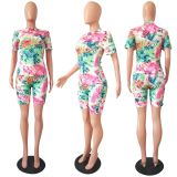 SC Casual Printed Short Sleeve Two Piece Sets CM-719