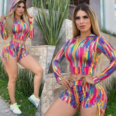 SC Plus Size Tie Dye Print Hooded Two Piece Sets MDF-5119