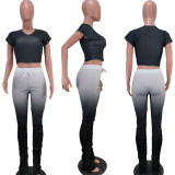 SC Gradient T Shirt+Split Stacked Pants 2 Piece Sets TK-6071-2