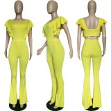 SC Sexy Backless Ruffles Sleeve Flared Jumpsuits BGN-051