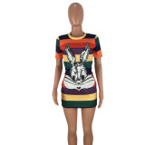 SC Plus Size Sequin Cartoon Mini T Shirt Dress FNN-8203-1