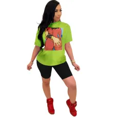 SC Casual Loose Printed T Shirt Shorts 2 Piece Suits HM-M6198