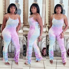 SC Sexy Tie Dye Print Stacked Bodycon Slip Jumpsuits YM-N9197