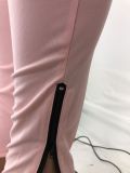 SC Casual Solid Zipper Long Skinny Sweatpant CYAO-8543