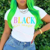 SC Cartoon Letter Print Short Sleeve O Neck T Shirt QZX-6124