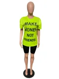 SC Casual Letter Print T Shirt And Shorts 2 Piece Sets Plus Size QZX-6119-1