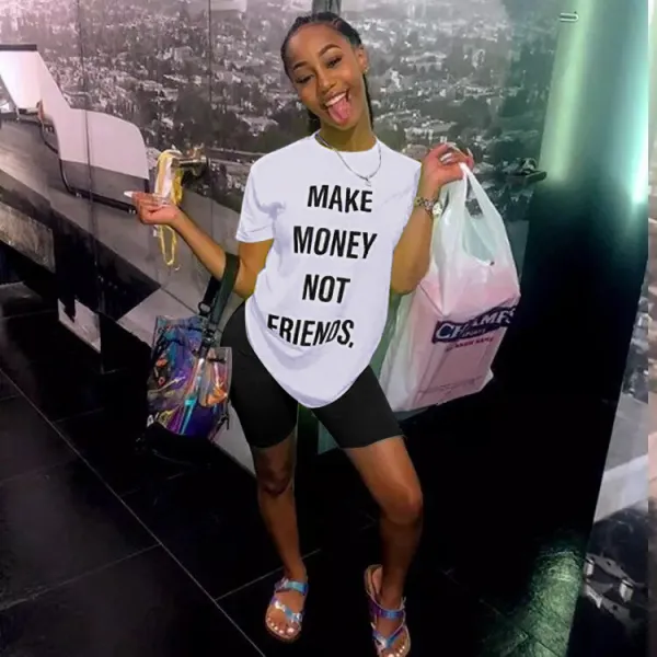 SC Casual Letter Print T Shirt And Shorts 2 Piece Sets Plus Size QZX-6119-1