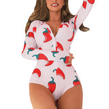 SC Casual Printed Long Sleeve Slepwear Bodysuit SFY-121