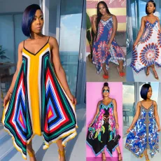 SC Sexy Printed Big Swing Irregular Long Dress SFY-108