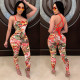 SC Sexy Floral Print Strappy Backless Jumpsuits SMR-9580