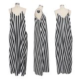 SC Casual Loose Striped V Neck Slip Maxi Dress SMR-9615