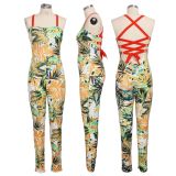 SC Sexy Floral Print Strappy Backless Jumpsuits SMR-9580