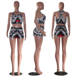 SC Sexy Printed Tank Top Shorts Fitness Two Piece Set MOF-5162