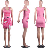 SC Pink Panther Print Cartoon Vest Dress MIL-104