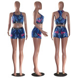 SC Sexy Printed Tank Top Shorts Fitness Two Piece Set MOF-5162
