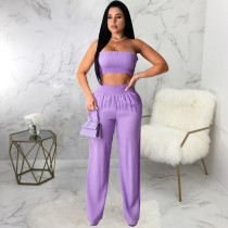 SC Solid Tube Tops Long Pants Sexy Two Piece Suits SMR-9613