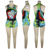 Printed Vest Sports Shorts Two Piece Set TE-4024