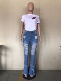 SC Trendy Denim Ripped Holes Flared Jeans Pants OD-8354