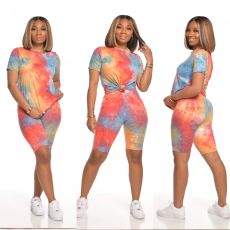 SC Tie Dye Print Casual Two Piece Shorts Set SHA-6141