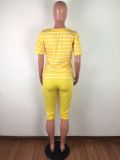 Striped T-shirt Solid Color Pants Suit LA-3186