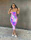 SC Sexy Tie Dye Print Backless Slip Midi Dress BS-1183