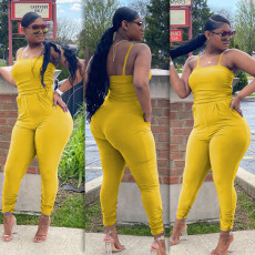 SC Plus Size Solid Sleeveless Strap One Piece Jumpsuits BLI-2020