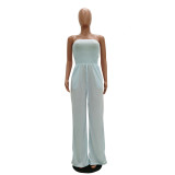 SC Solid Strapless Sleeveless Wide Lge Jumpsuits TR-1035