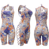 SC Sexy Tie Dye Print Hollow Out Sleeveless Playsuit AL-180