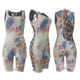 SC Sexy Tie Dye Print Hollow Out Sleeveless Playsuit AL-180