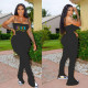 SC Plus Size Letter Print Spaghetti Strap Stacked Jumpsuits SHD-9251