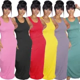 SC Casual Solid Sleeveless Maxi Tank Dress SFY-124