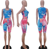 SC Tie Dye Print Sleeveless Two Piece Shorts Set TK-6087