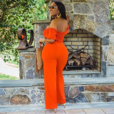 SC Solid Off Shoulder Sexy One Piece Jumpsuits YD-8214