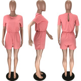 SC Solid Short Sleeve Casual One Piece Rompers MN-9247