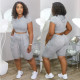 SC Solid Hooded Short Sleeve Two Piece Suits LDS-3223