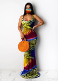 SC Tie Dye Print Sleeveless Slim Mermaid Maxi Dress SFY-126