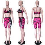 SC Sexy Camo Shark Print Ftness Two Piece Suits LSL-6222