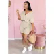 SC Solid Short Sleeve Casual Two Piece Shorts Set QY-5182