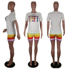 SC Plus Size Casual Printed T Shirt Shorts 2 Piece Sets BLI-2036