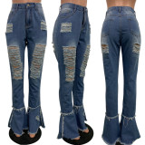 SC Plus Size 4XL Denim Ripped Hole Flared Jeans Pants LSD-8707