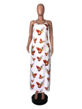 SC Flower Print Sleeveless Loose Slip Maxi Dress WAF-5012