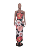 SC Flower Print Sleeveless Loose Slip Maxi Dress WAF-5012