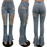 SC Plus Size 4XL Denim Ripped Hole Flared Jeans Pants LSD-8707